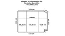 Technische Zeichnung der shogazi® Faltmatratze für Mercedes Vito – 141 × 200 × 12 cm, dreiteilig gefaltet mit Radkastenausschnitten und präziser Anpassung an die Fahrzeugkontur.