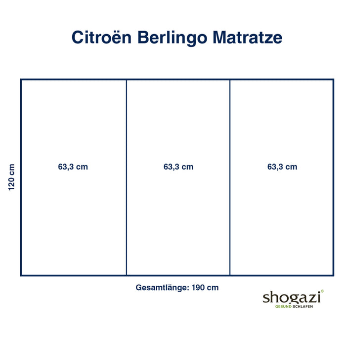 Citroen Berlingo Matratze – 120×190 x 12 cm - Auto Matratze - shogazi ®