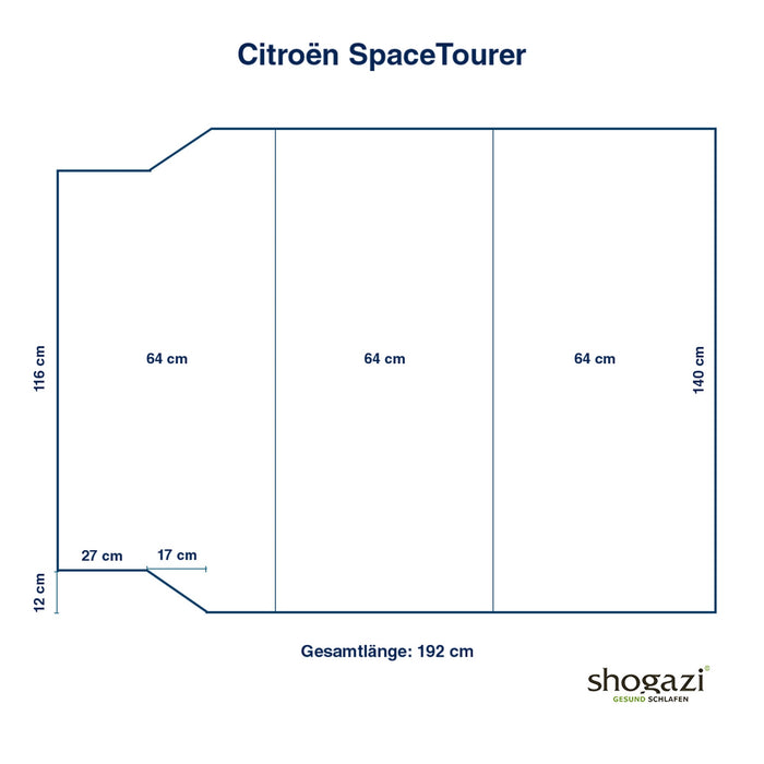 Citroen Spacetourer Matratze – 140/116×192 x 12 cm - Auto Matratze - shogazi ®