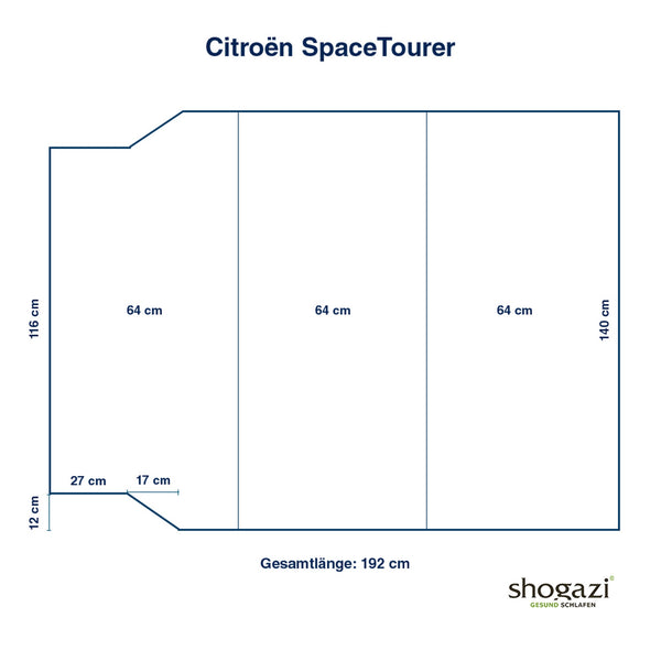 Matelas Citroen Spacetourer Maßzeichnung