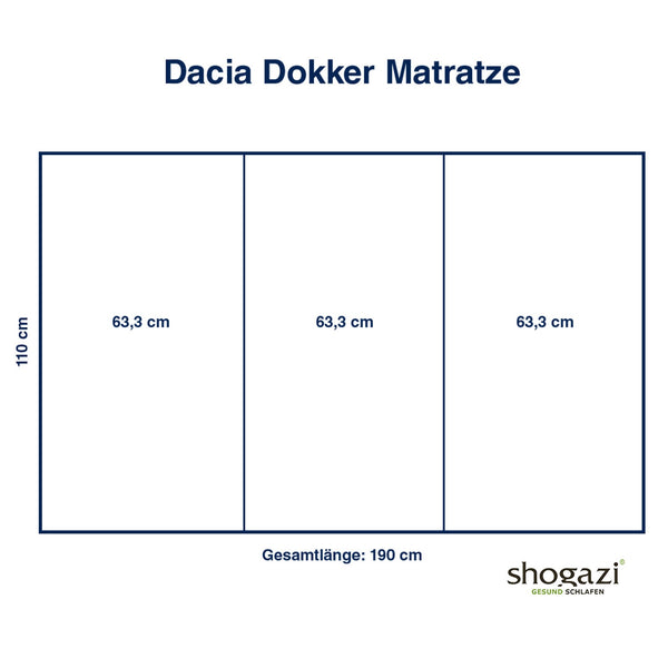 Matelas Dacia Dokker Maßzeichnung