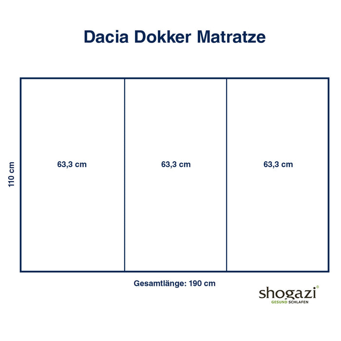 Dacia Dokker Matratze – 110×190 x 12 cm - Auto Matratze - shogazi ®