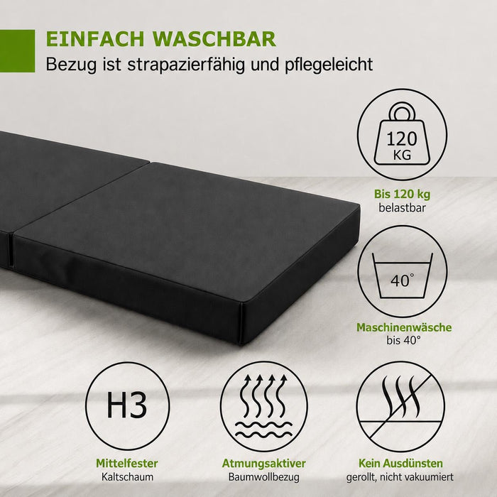 Faltmatratze 90x200 - LUXUS Klappmatratze - Anthrazit - Klappmatratze - shogazi ®