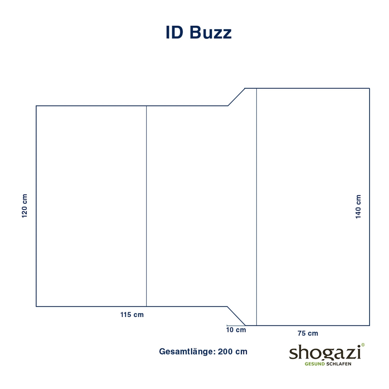 ID Buzz Matratze – 120/140×200 × 12 cm - Auto Matratze - shogazi ®