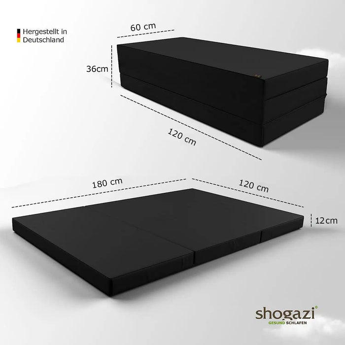 Klappmatratze – bequem schlafen statt Sofa - 120 x 180 cm -Anthrazit - Klappmatratze - shogazi ® #typ=mass;farbe=anthrazit;groesse=120x180