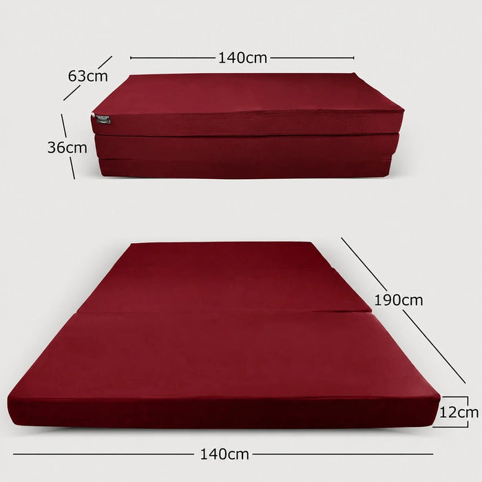 Klappmatratze – bequem schlafen statt Sofa - 140 x 190 cm - Weinrot - Klappmatratze - shogazi ® #typ=mass;farbe=weinrot;groesse=140x190