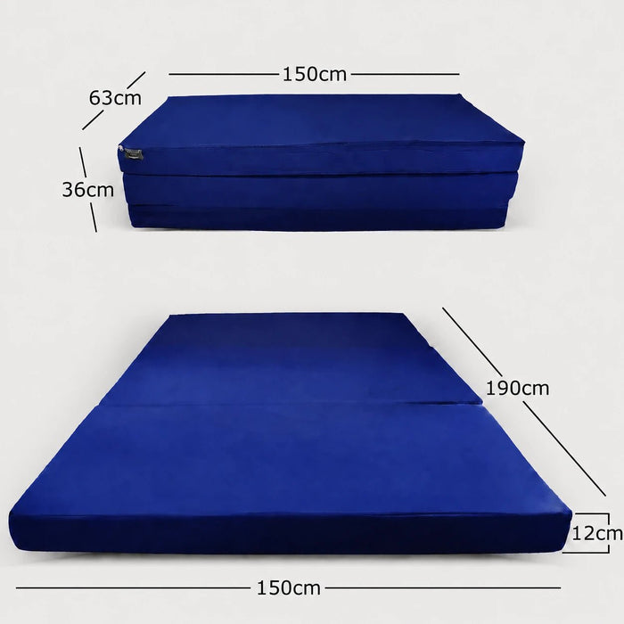 Klappmatratze – bequem schlafen statt Sofa - 150 x 190 cm - Marineblau - Klappmatratze - shogazi ® #typ=mass;farbe=marineblau;groesse=150x190