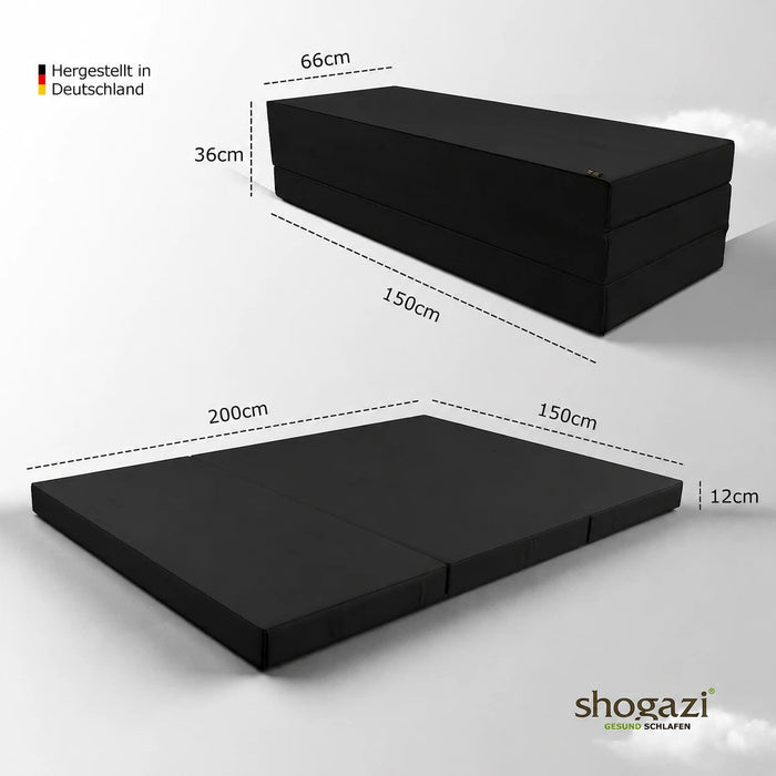 Klappmatratze – bequem schlafen statt Sofa - 150 x 200 cm - Anthrazit - Klappmatratze - shogazi ® #typ=mass;farbe=anthrazit;groesse=150x200