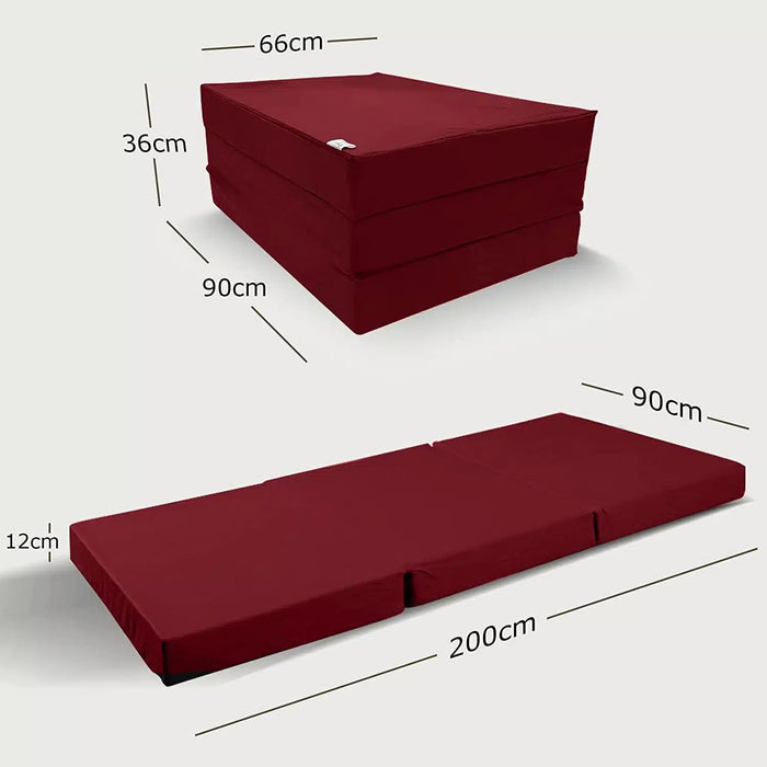 Klappmatratze – bequem schlafen statt Sofa - 90 x 200 cm - Weinrot - Klappmatratze - shogazi ® #typ=mass;farbe=weinrot;groesse=90x200