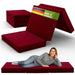 shogazi Klappmatratze 100x190 in Weinrot, aufgeklappt und gefaltet #typ=foto;farbe=weinrot;bucket=klein;pos=1