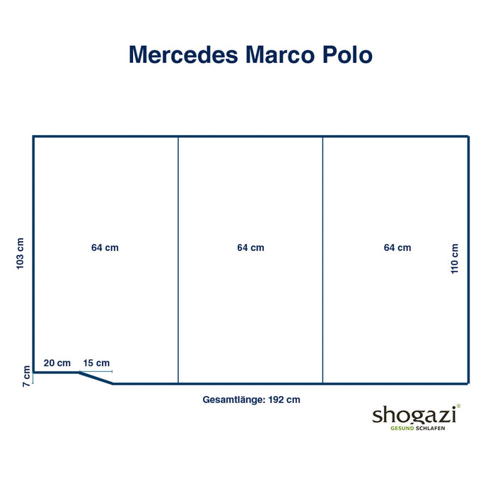Marco Polo Matratze unten – 110/103×192 x 12 cm - 110x192 - Auto Matratze - shogazi ®