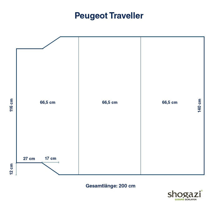 Matratze Peugeot Traveller – 140/116×200 × 12 cm - Auto Matratze - shogazi ®