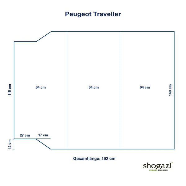 Matelas Peugeot Traveller Maßzeichnung