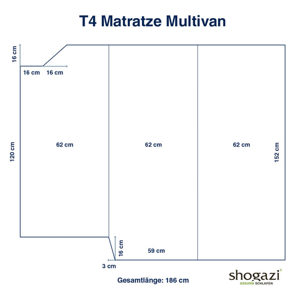 VW Matelas T4 Maßzeichnung