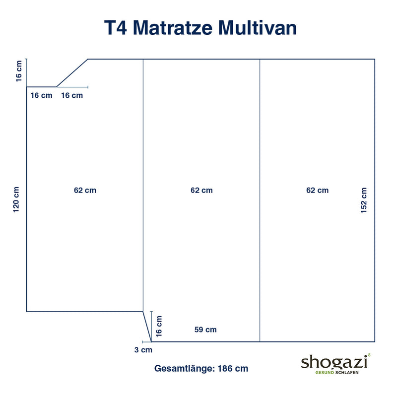 VW T4 Matratze – Detailansicht Baumwollbezug waschbar