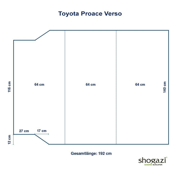 Matelas Toyota Proace Verso Maßzeichnung