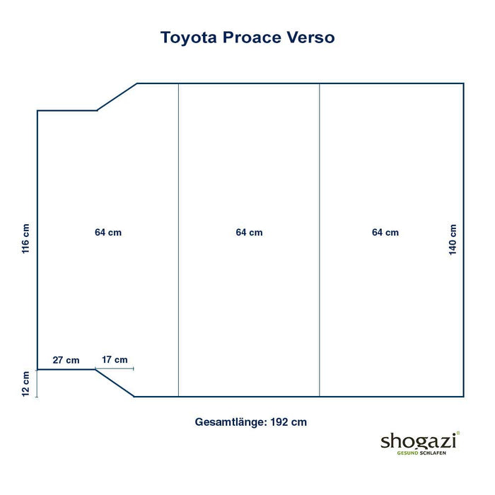 Toyota Proace Verso Matratze – 140/116×192 x 12 cm - Auto Matratze - shogazi ®